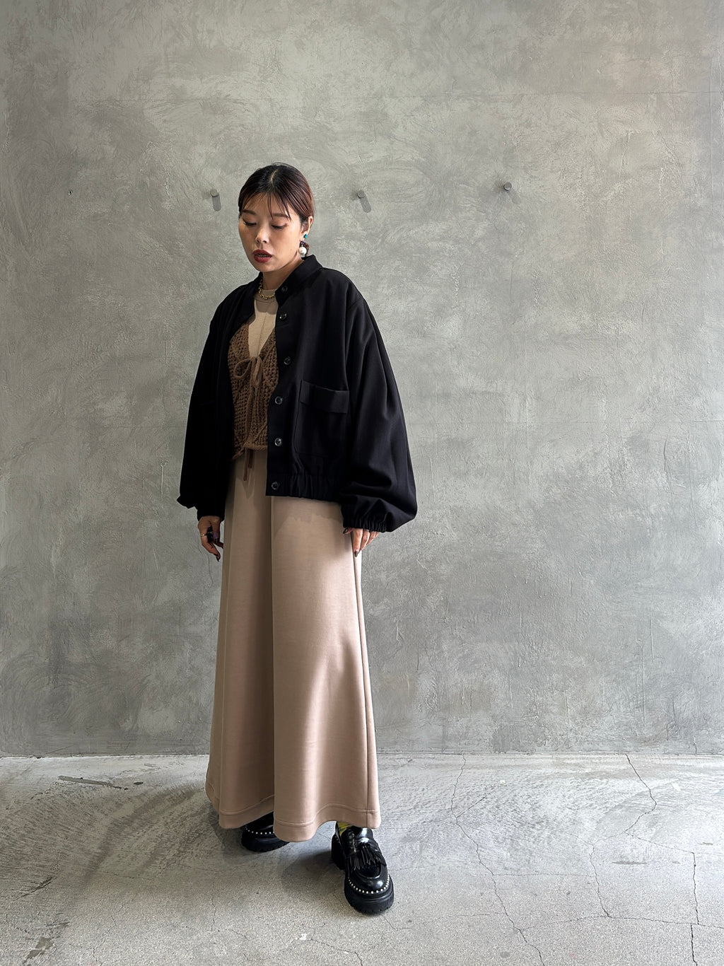 ワイドスリーブウーリーショートブルゾン／CYAN tokyo