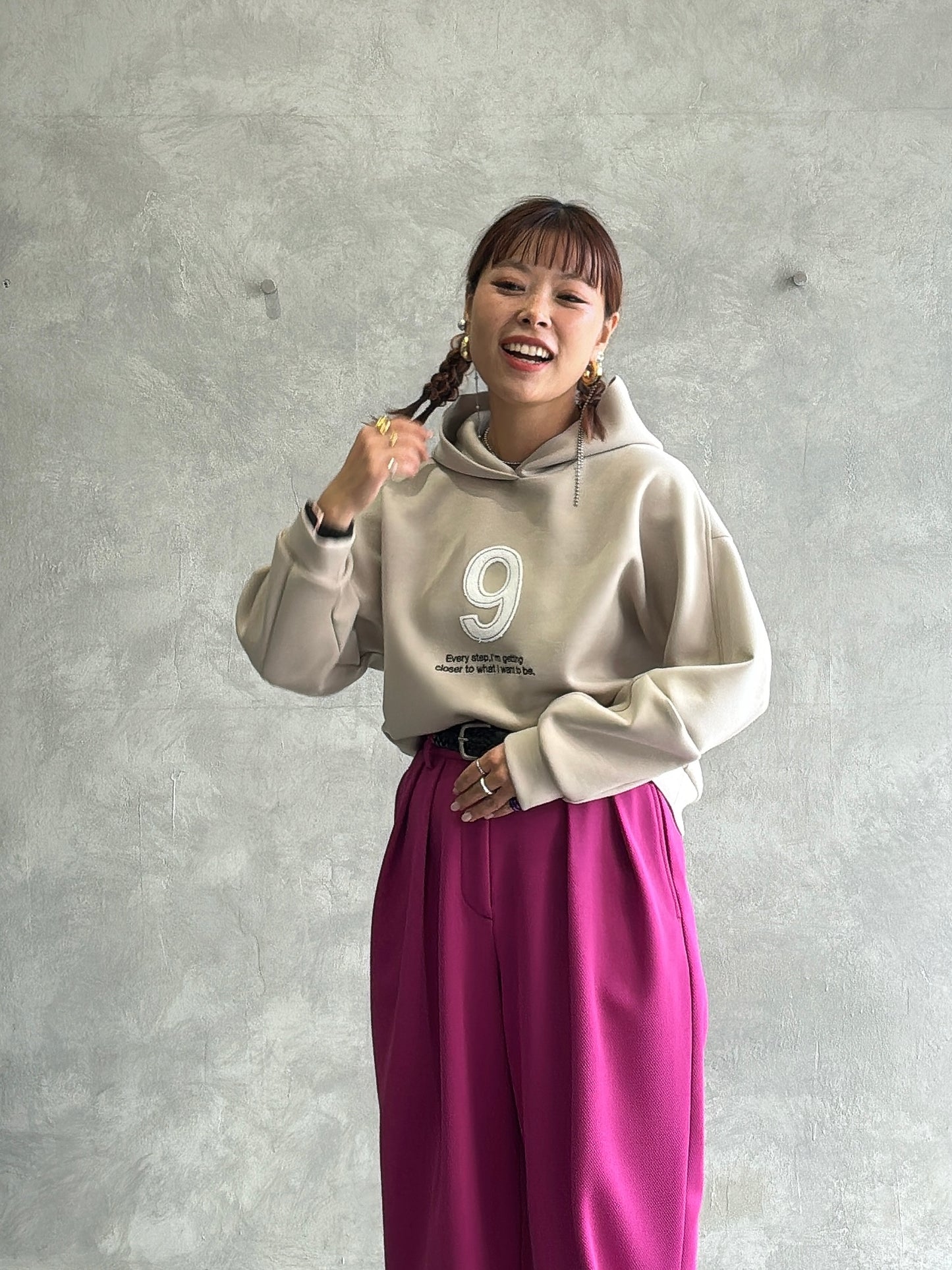 【再入荷】ボンディング「9」刺繍パーカー／Dignite collier