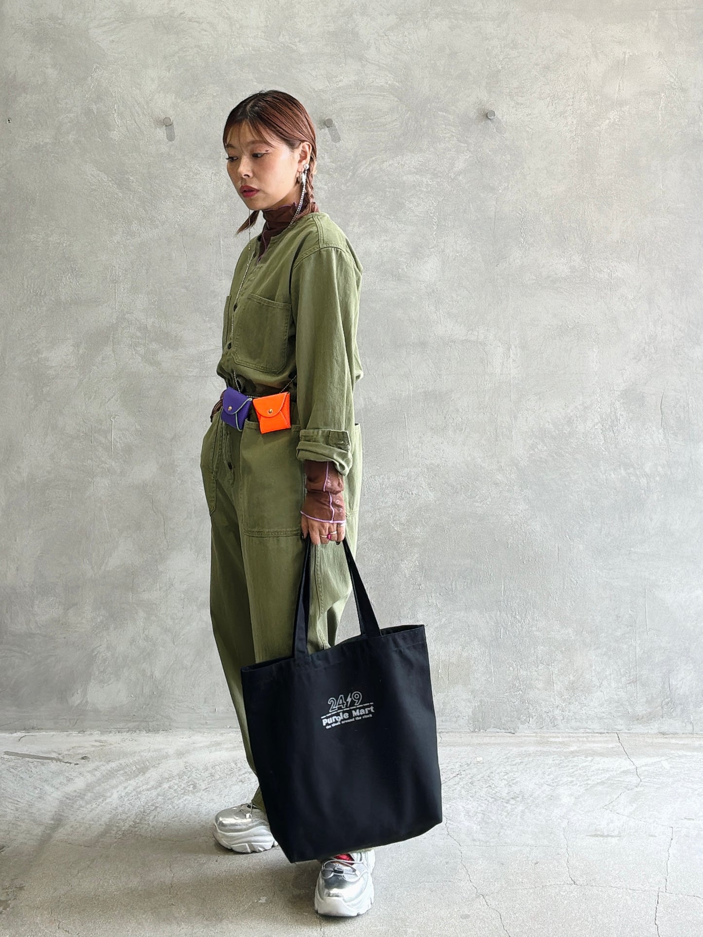 ヘリンボーンノーカラージャンプスーツ／LE MÉLANGE