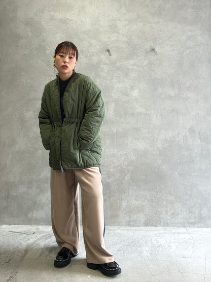 キルティングVネックショートコート／trois