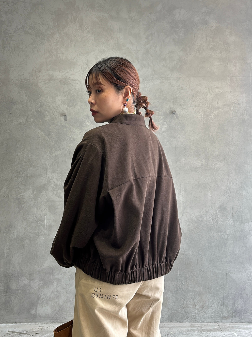 ワイドスリーブウーリーショートブルゾン／CYAN tokyo