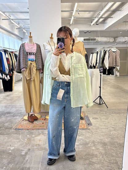 受付終了【予約販売】メタルビーズリネンコットンシャツ／8613209／LE MÉLANGE