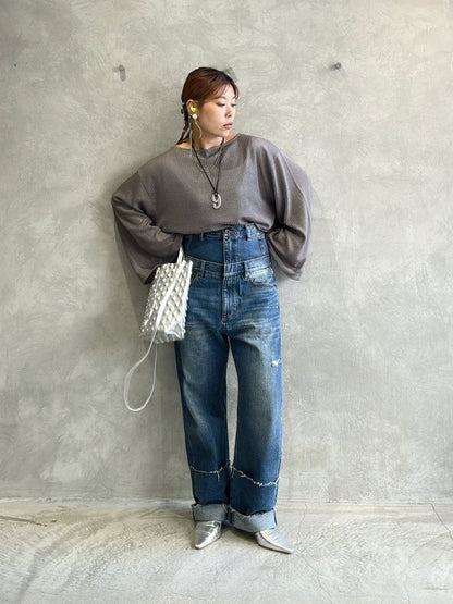 Wウエストデニムパンツ／VERSEAU