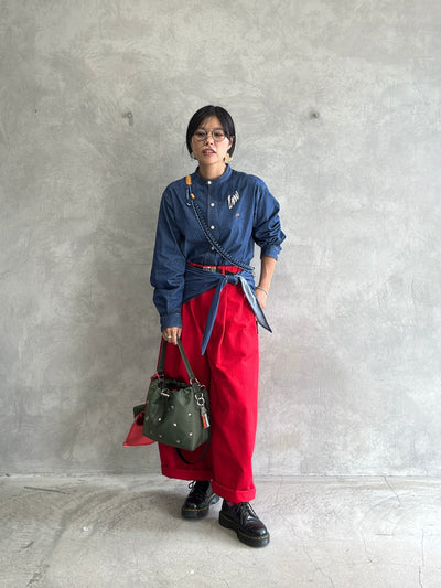 スタンドカラーデニムシャツ（スカーフ付き）／#8643203／LE MÉLANGE／2026 AW #1