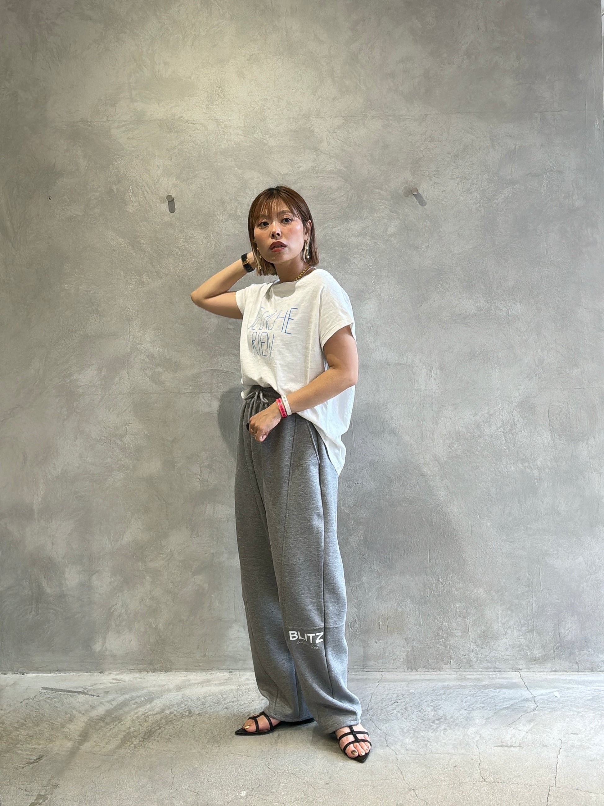【予約販売】NE LACHE RIENロゴゆるフレンチスラブTシャツ／ING