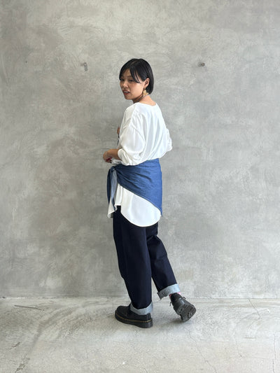 スタンドカラーデニムシャツ（スカーフ付き）／#8643203／LE MÉLANGE／2026 AW #1