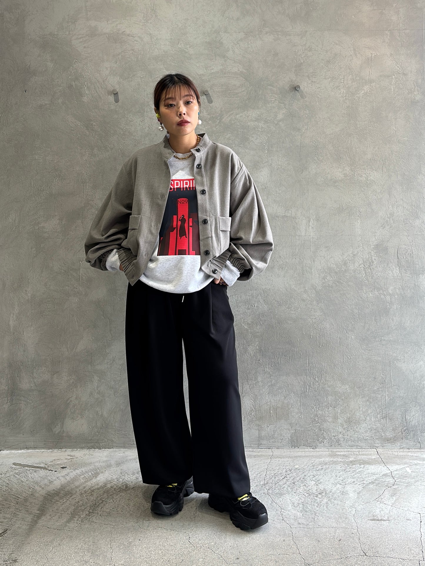 ワイドスリーブウーリーショートブルゾン／CYAN tokyo