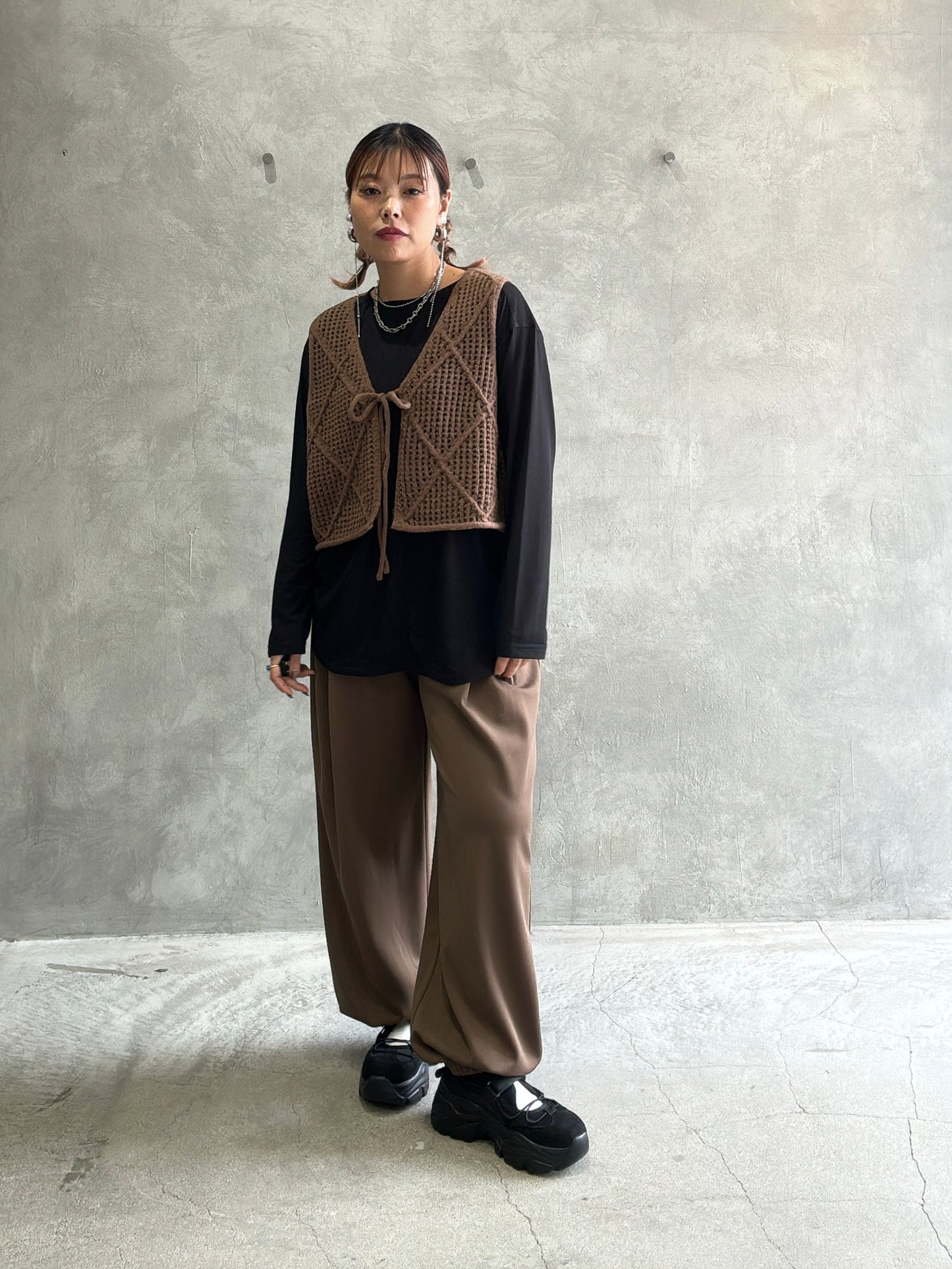 透かしアーガイルニットベスト／CYAN tokyo