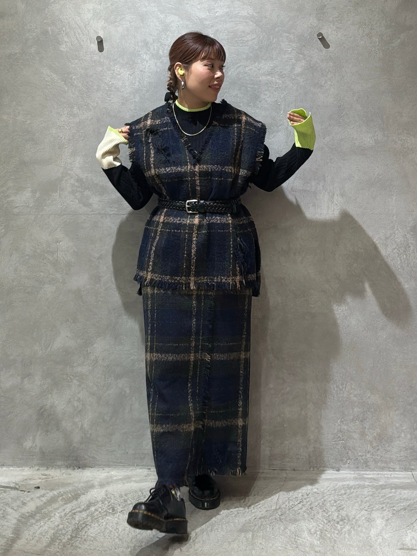 クラッシュツイードタイトスカート／the Nines