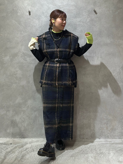 クラッシュツイードタイトスカート／the Nines