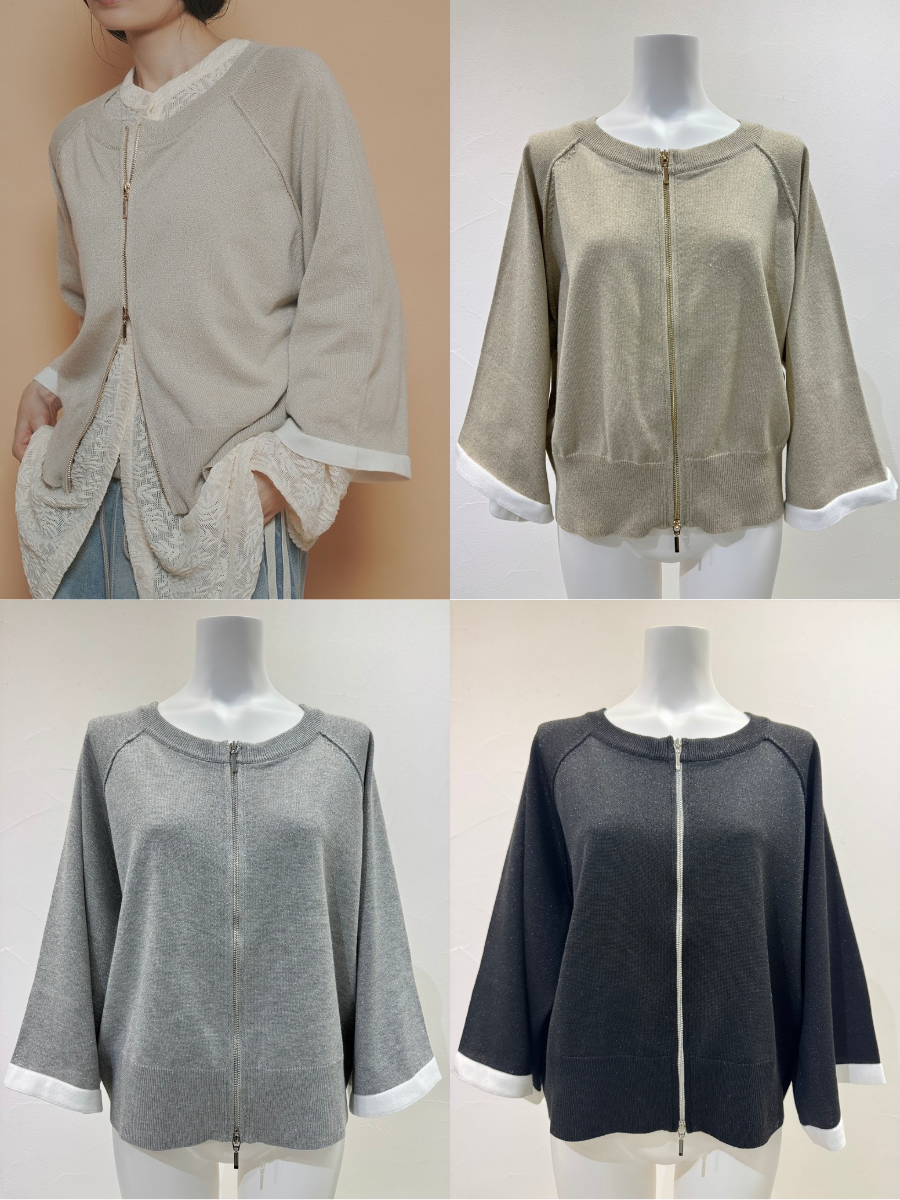 【予約⚡︎販売】フレアスリーブラメショートニット／710580／CYAN TOKYO／2027SS #1