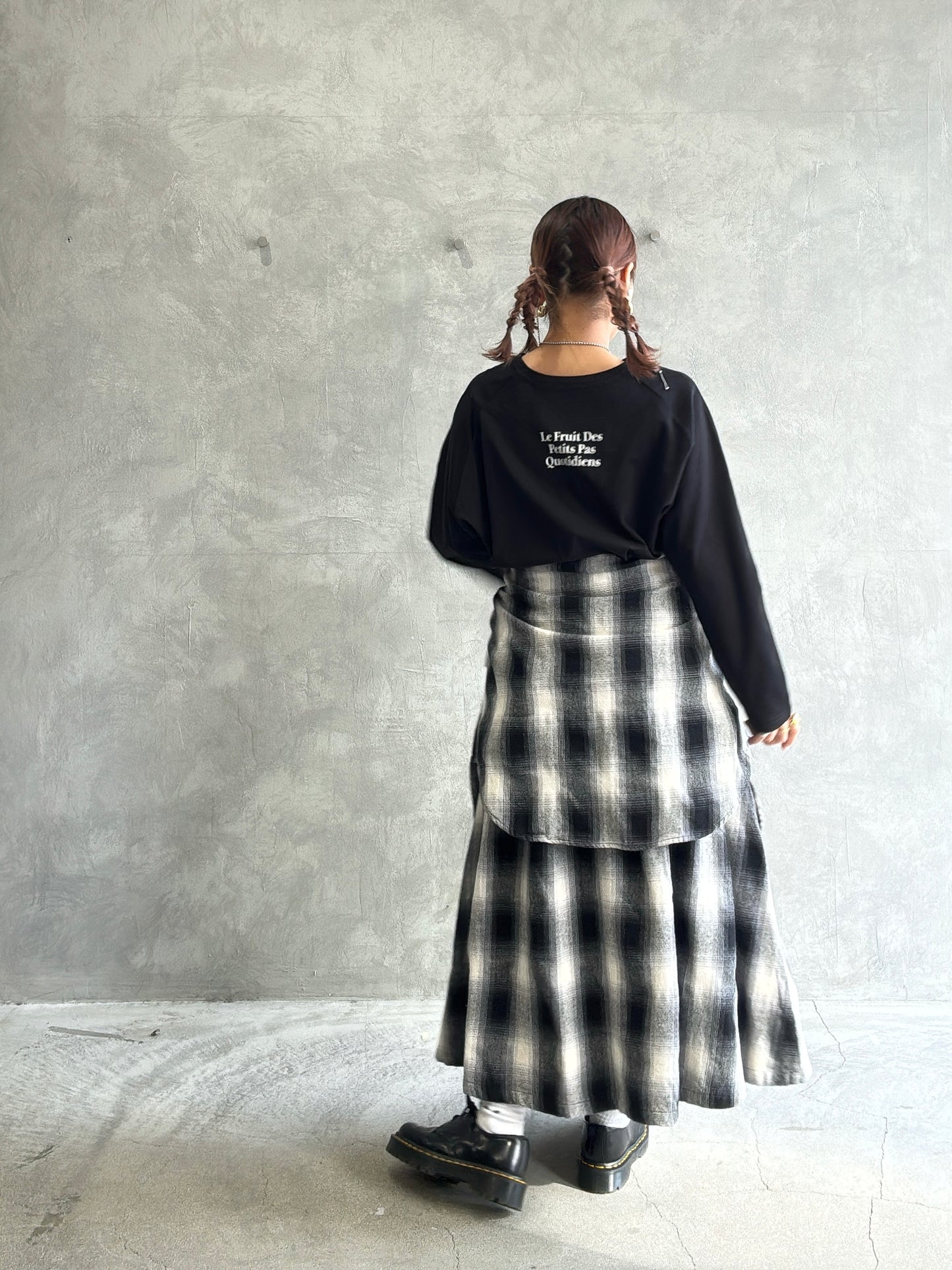 チェックタックスカート／Dignite collier