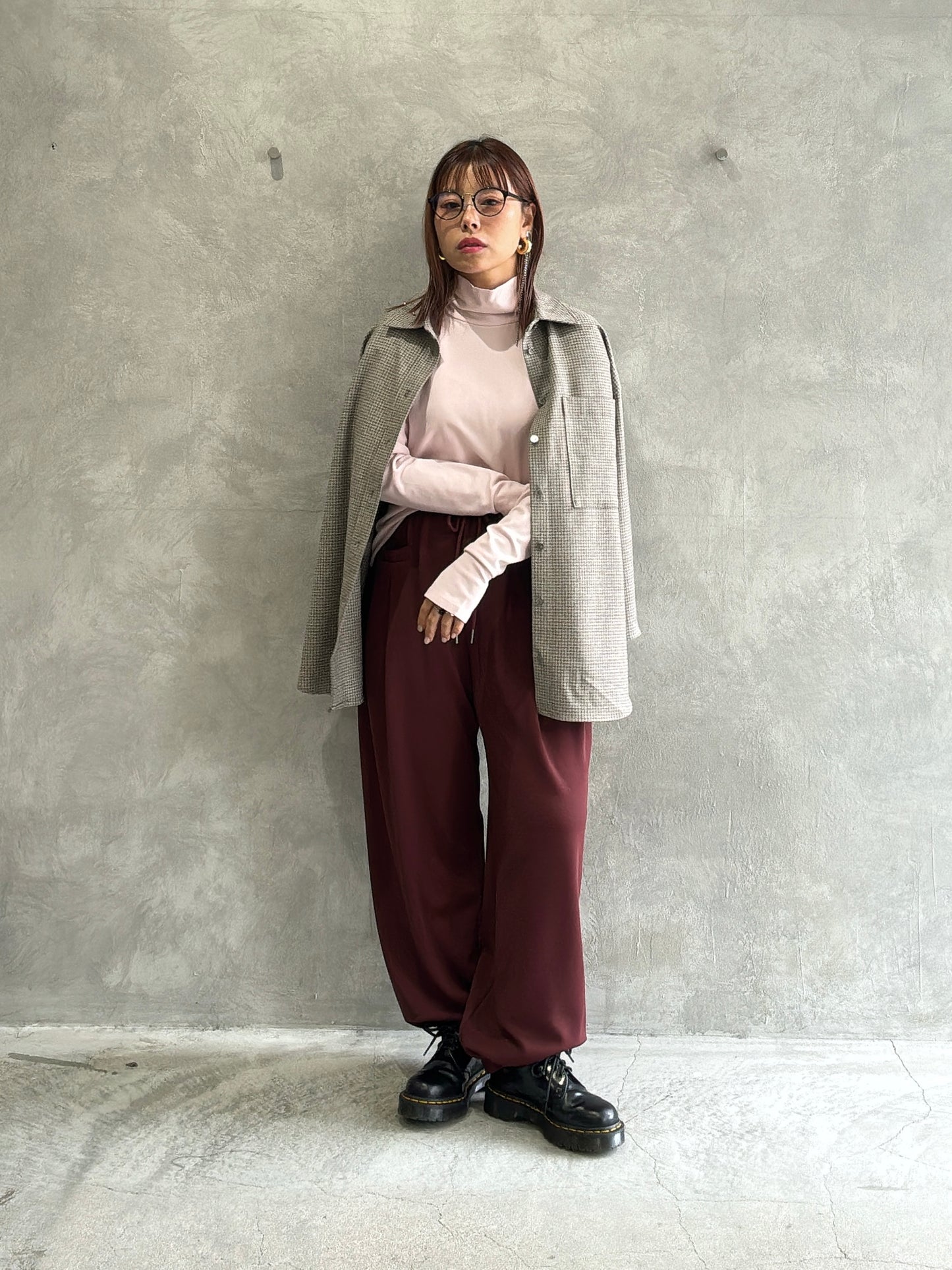 ピーチ起毛チェックシャツ／Dignite collier