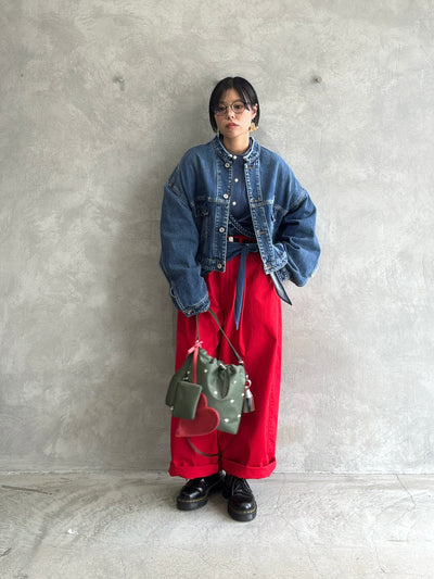 スタンドカラーデニムシャツ（スカーフ付き）／#8643203／LE MÉLANGE／2026 AW #1