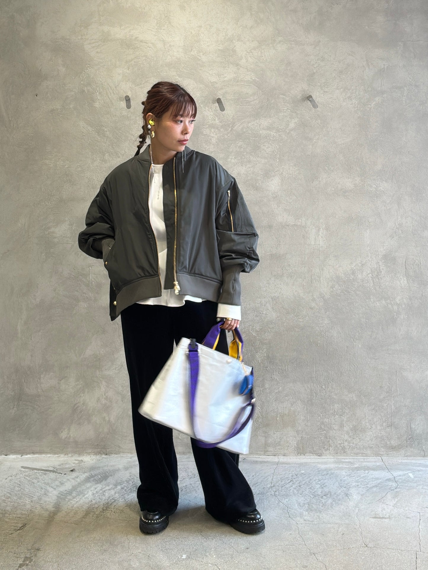 ナイロンツイルポンチョライクMA-1／trois