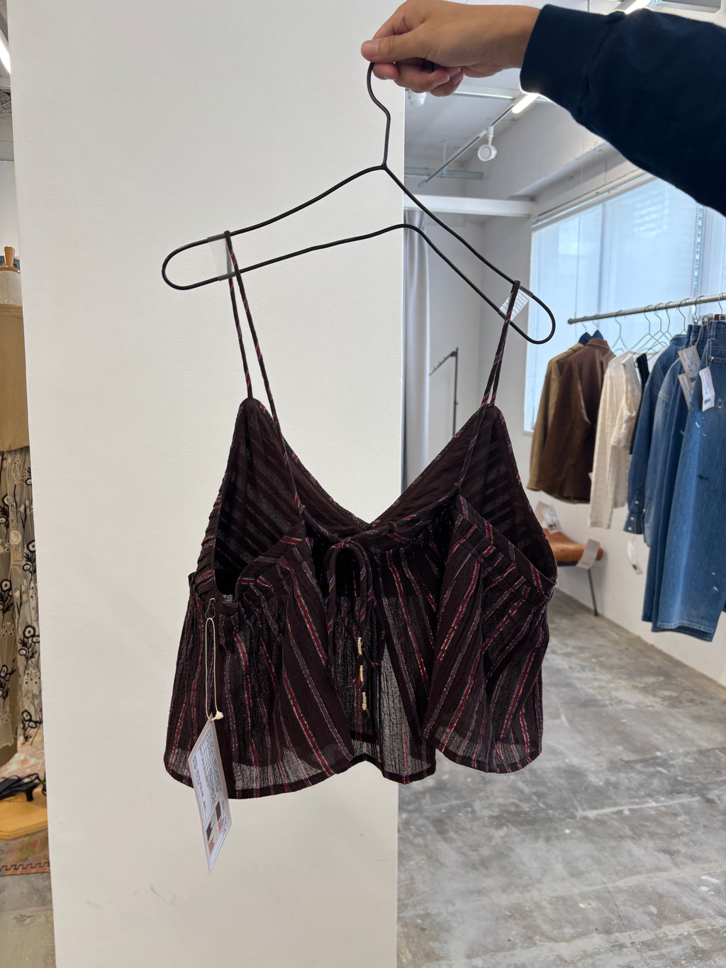 受付終了【予約販売】ストライプ柄・チェック柄キャミソール／8613210／LE MÉLANGE