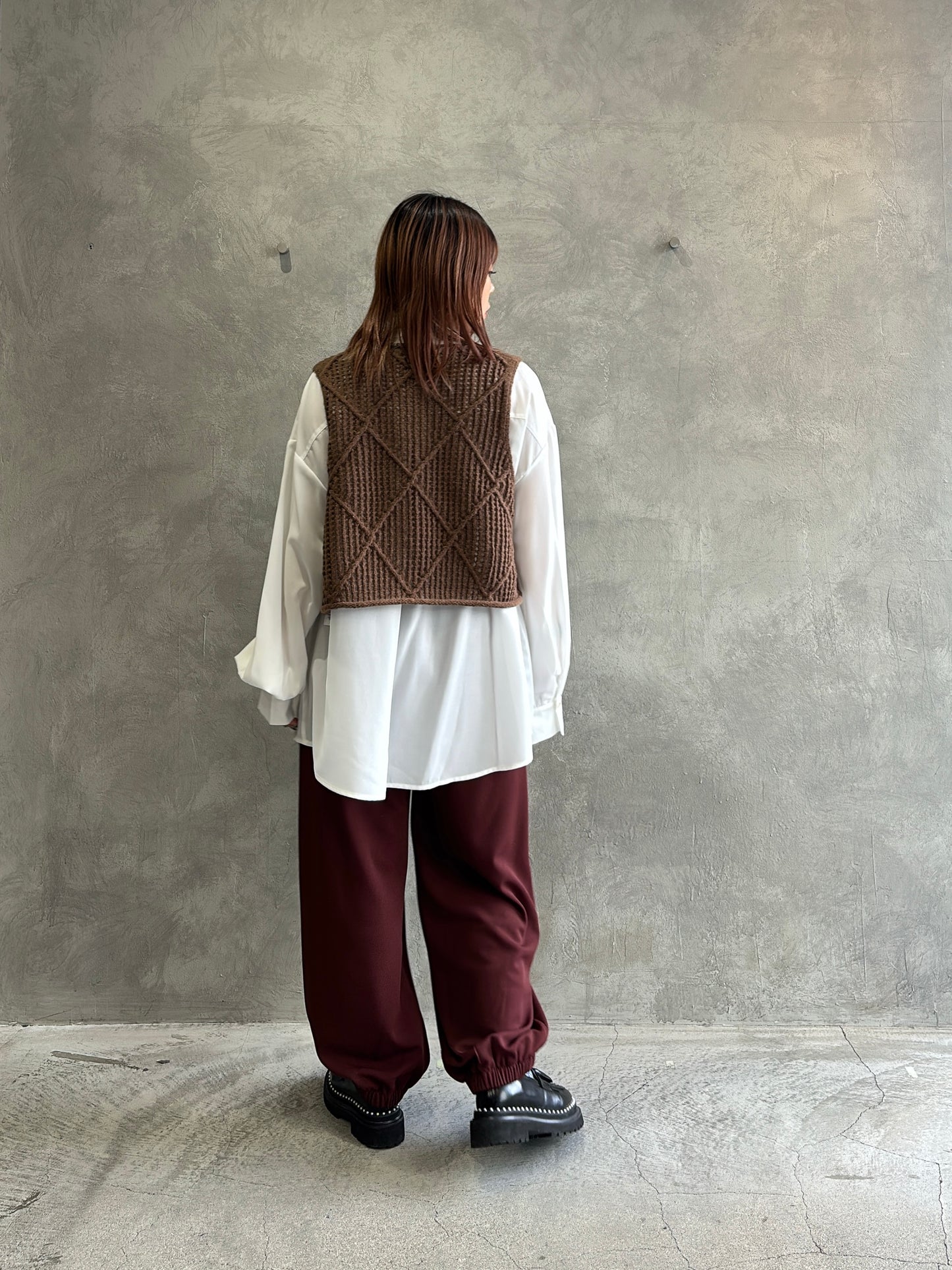 透かしアーガイルニットベスト／CYAN tokyo