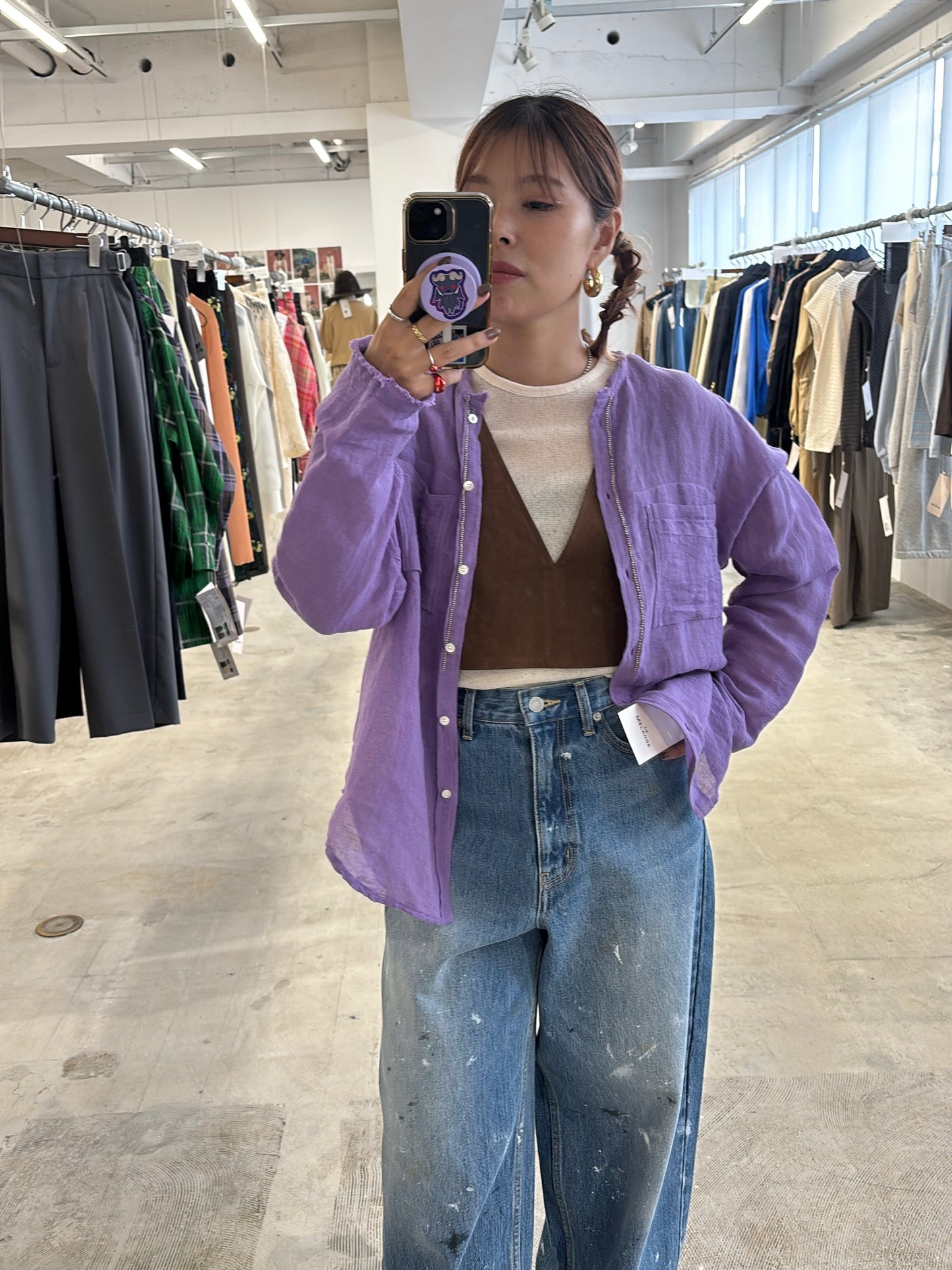 受付終了【予約販売】メタルビーズリネンコットンシャツ／8613209／LE MÉLANGE