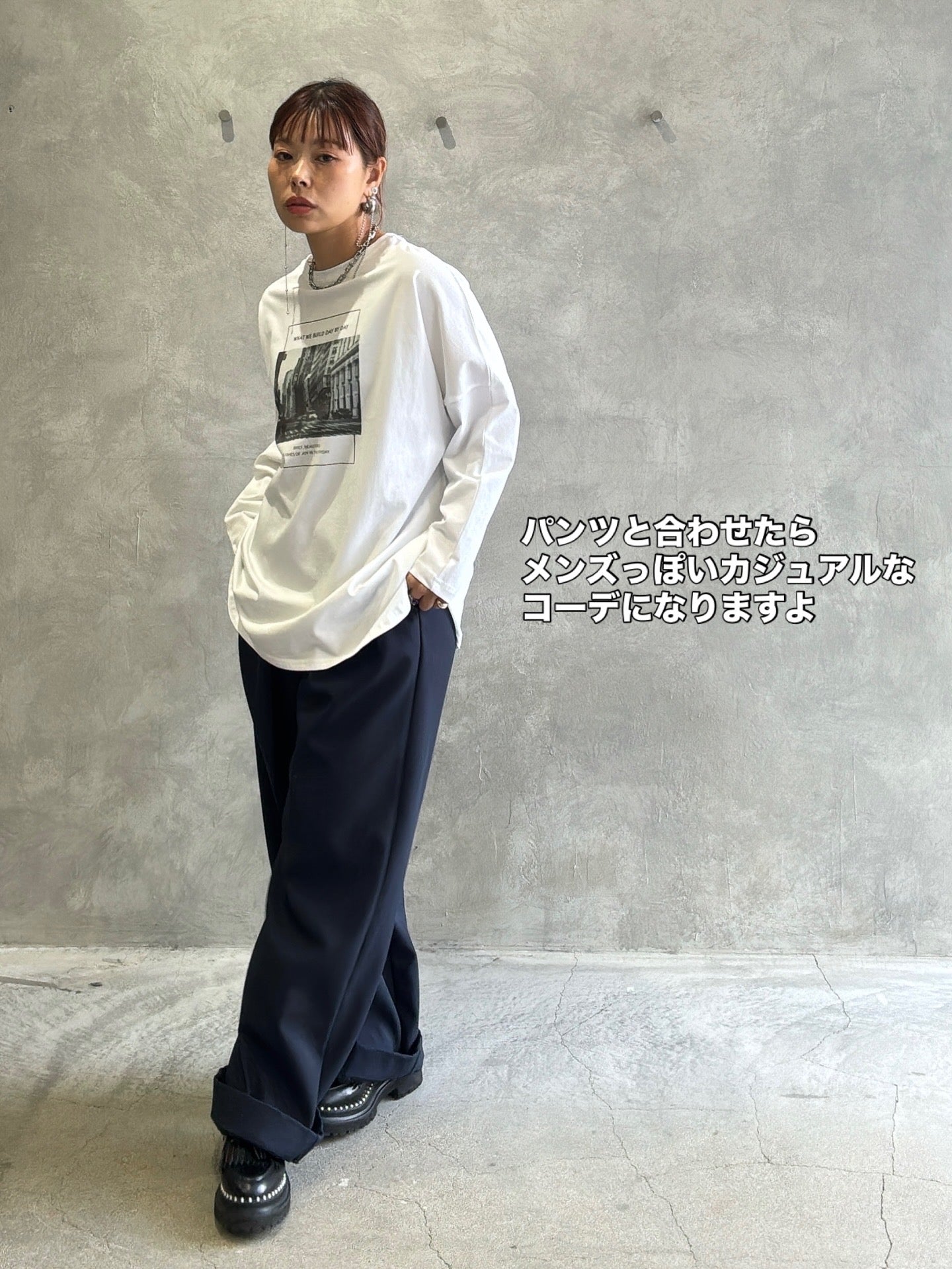 2way（ビル＆ロゴ）プリントカットソー／Dignite collier