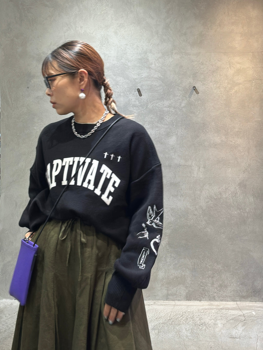 スウェットライク刺繍ニット／palm RICHE