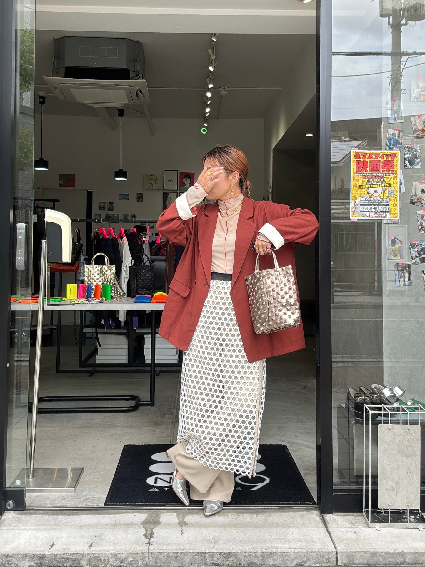 メッシュレイヤードパンツ／LHELBIE