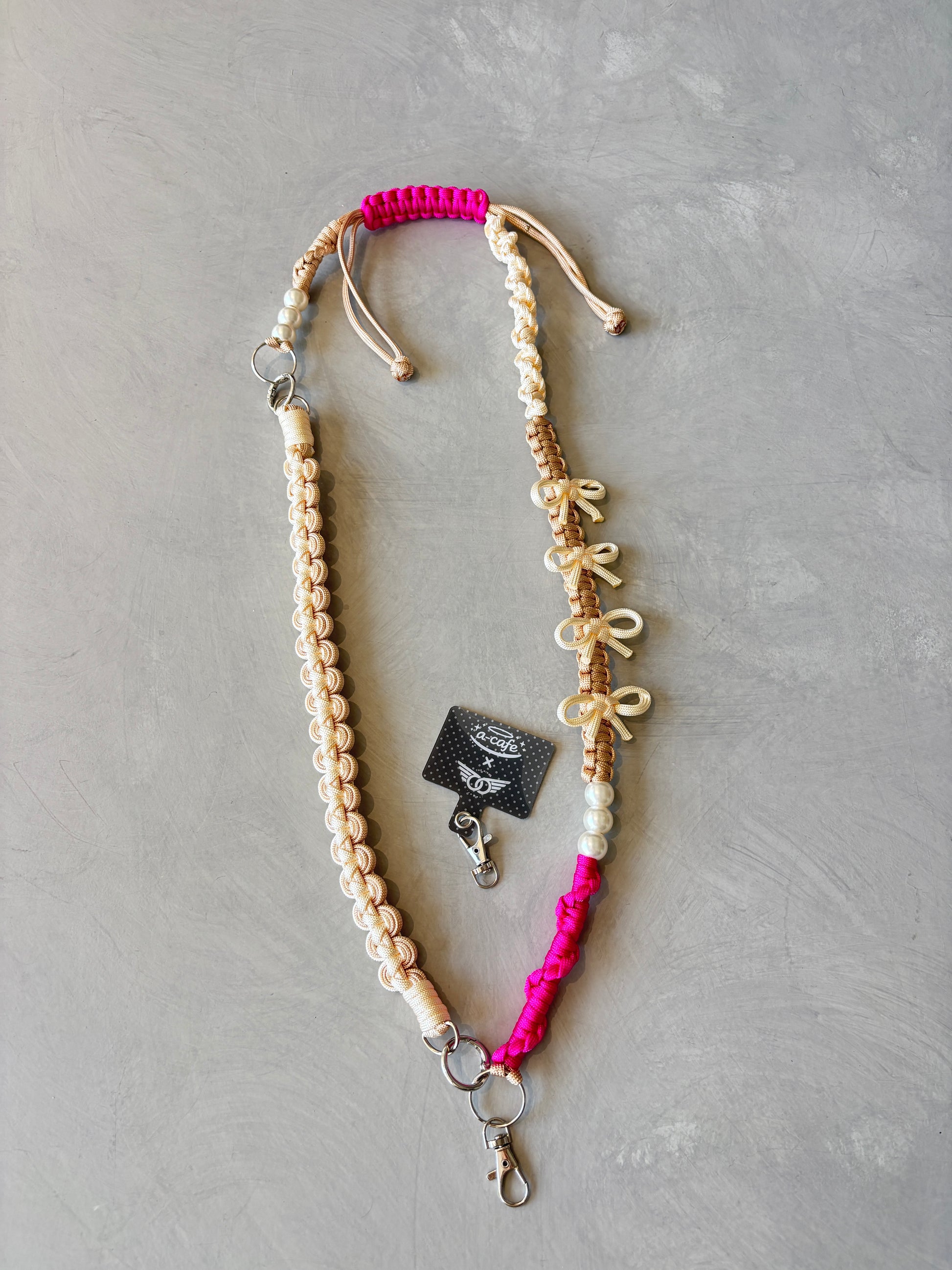 ⭐︎コラボ【予約販売】3wayパラコードショルダー／リボンパール／受注生産