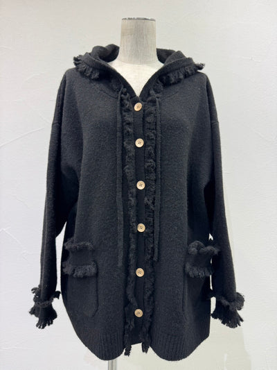 【予約⚡︎販売】トリムフリンジニットフーディ／604508／CYAN tokyo／2026 AW#1