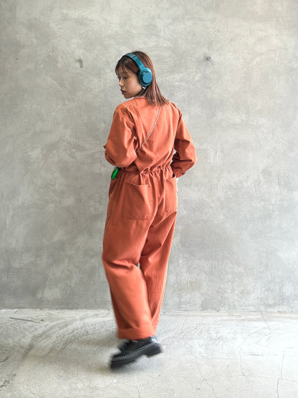 ヘリンボーンノーカラージャンプスーツ／LE MÉLANGE