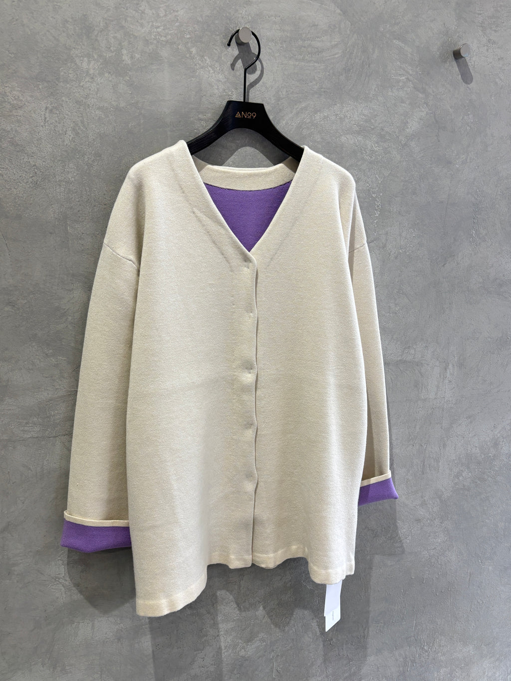 もちもちニットのバイカラーコートカーディガン