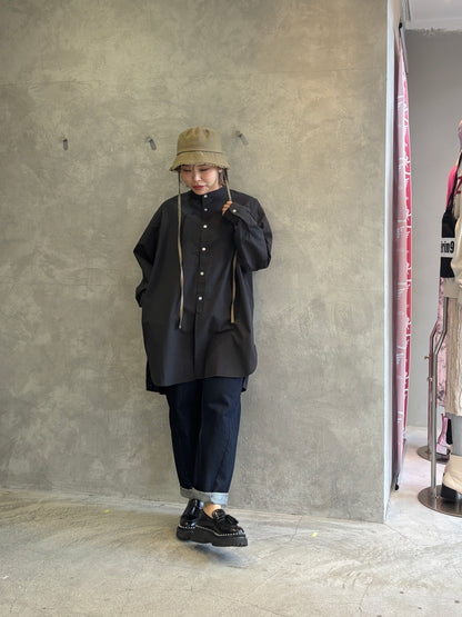 ノーカラーロングシャツ／VENT BLANC