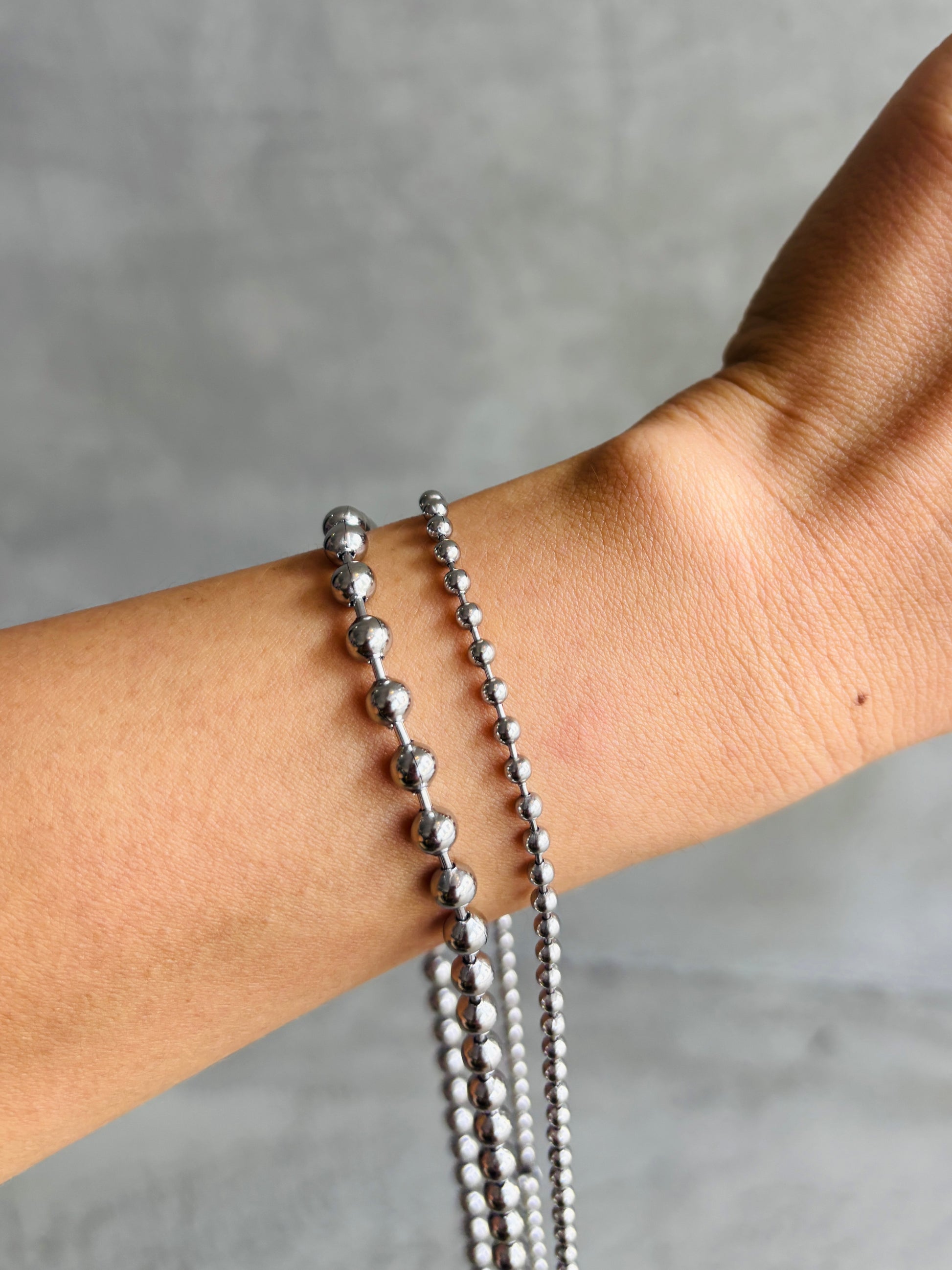 ５ミリボールチェーンチョーカー＆ブレスレットセット【ステンレス】／the Nines basic