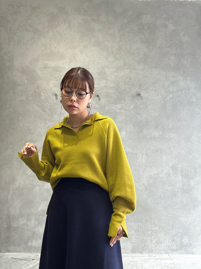 衿付きミラノリブニット／palm RICHE