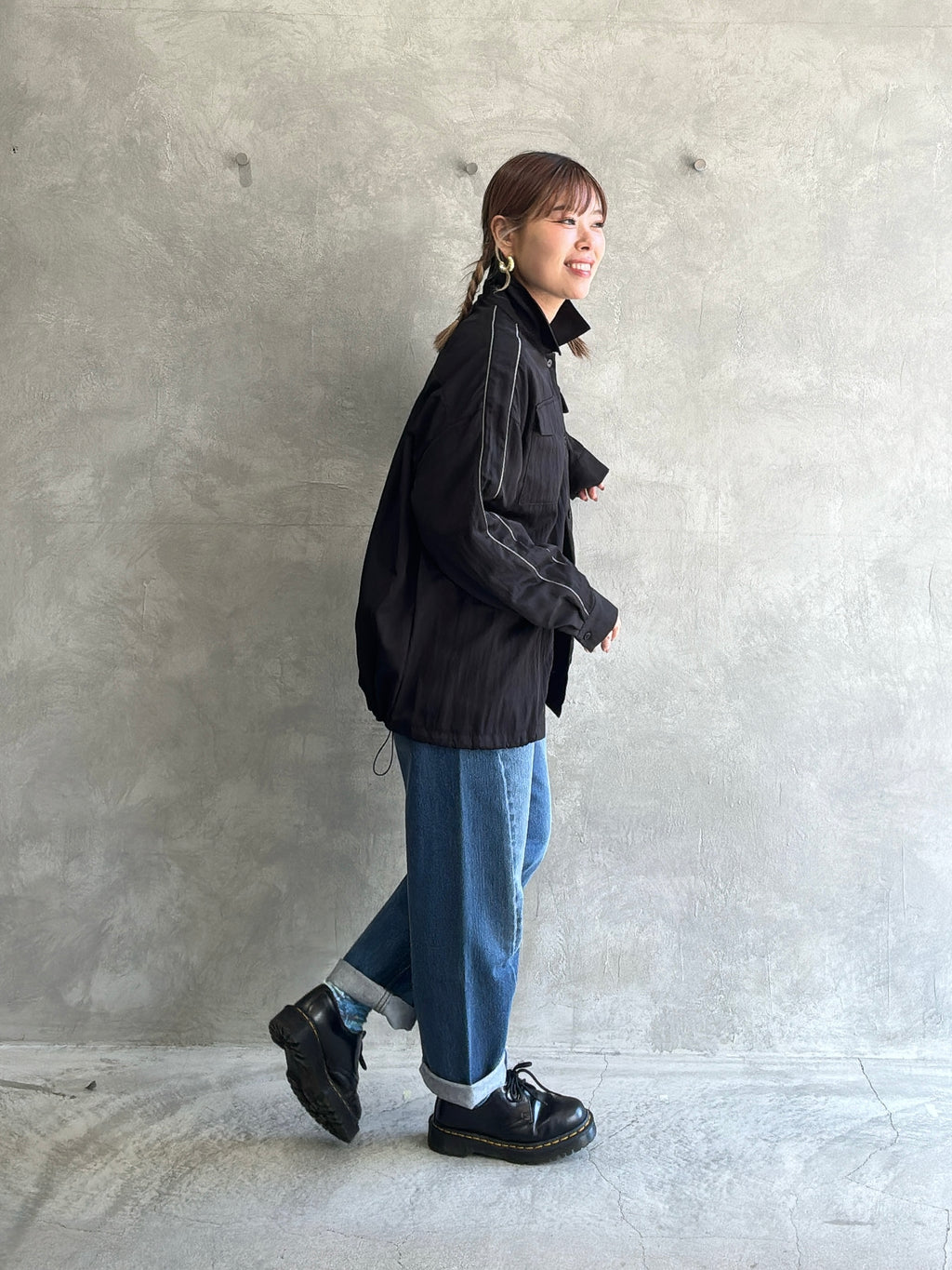 パイピングナイロンシャツ