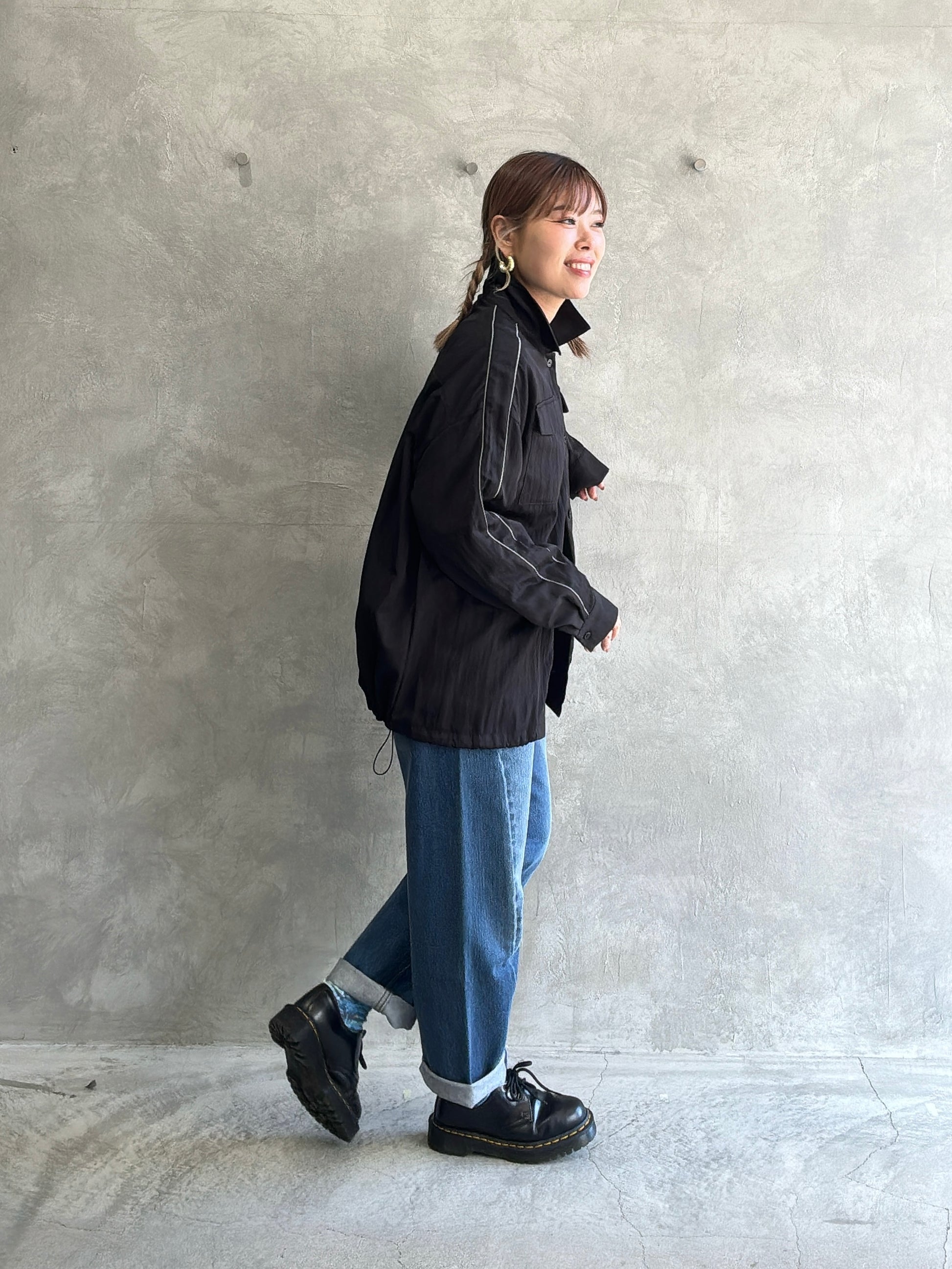 パイピングナイロンシャツ