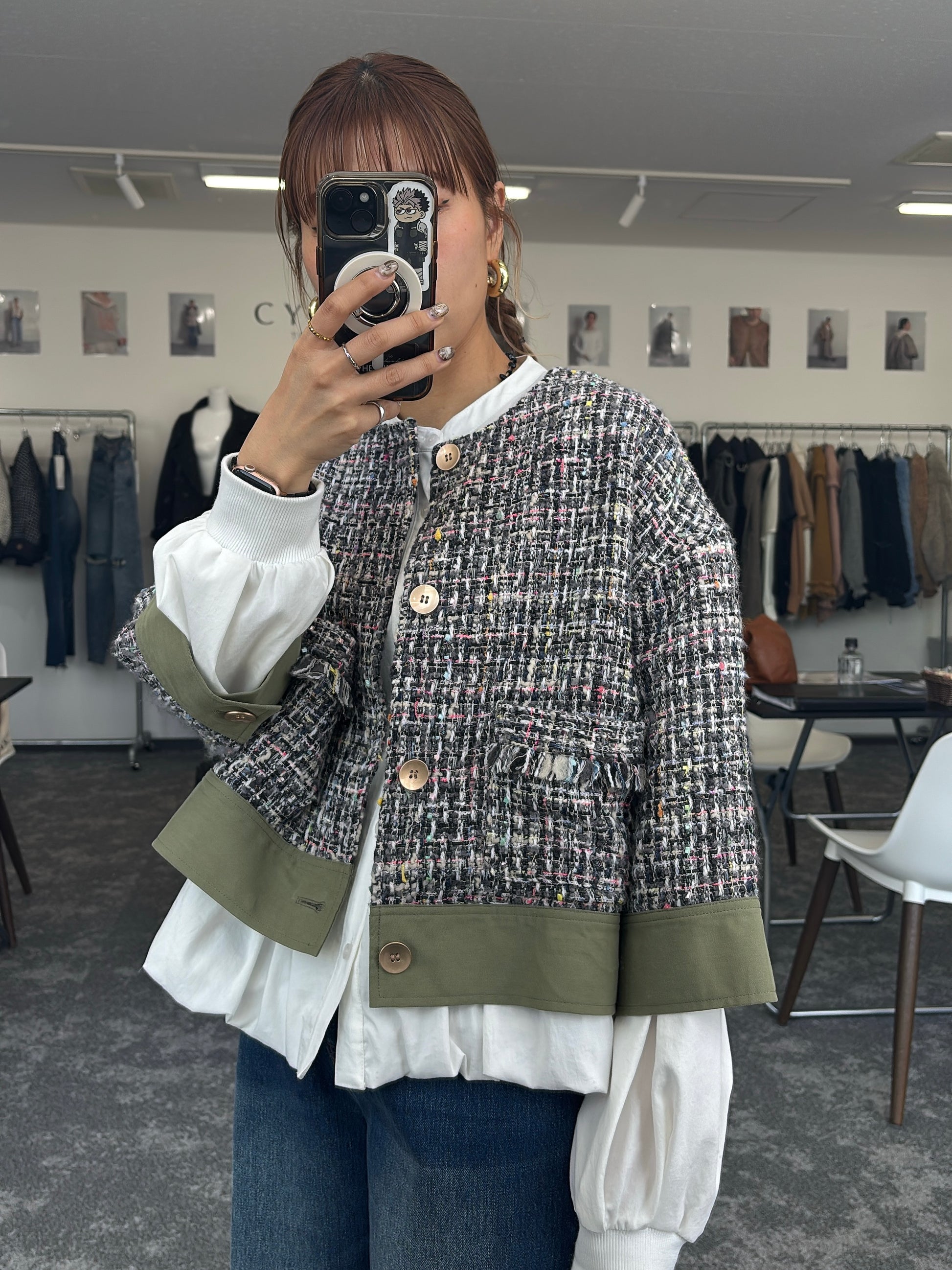 【予約⚡︎販売】ハーフスリーブ MIXツイードJK／604483／CYAN tokyo／2026 AW#1