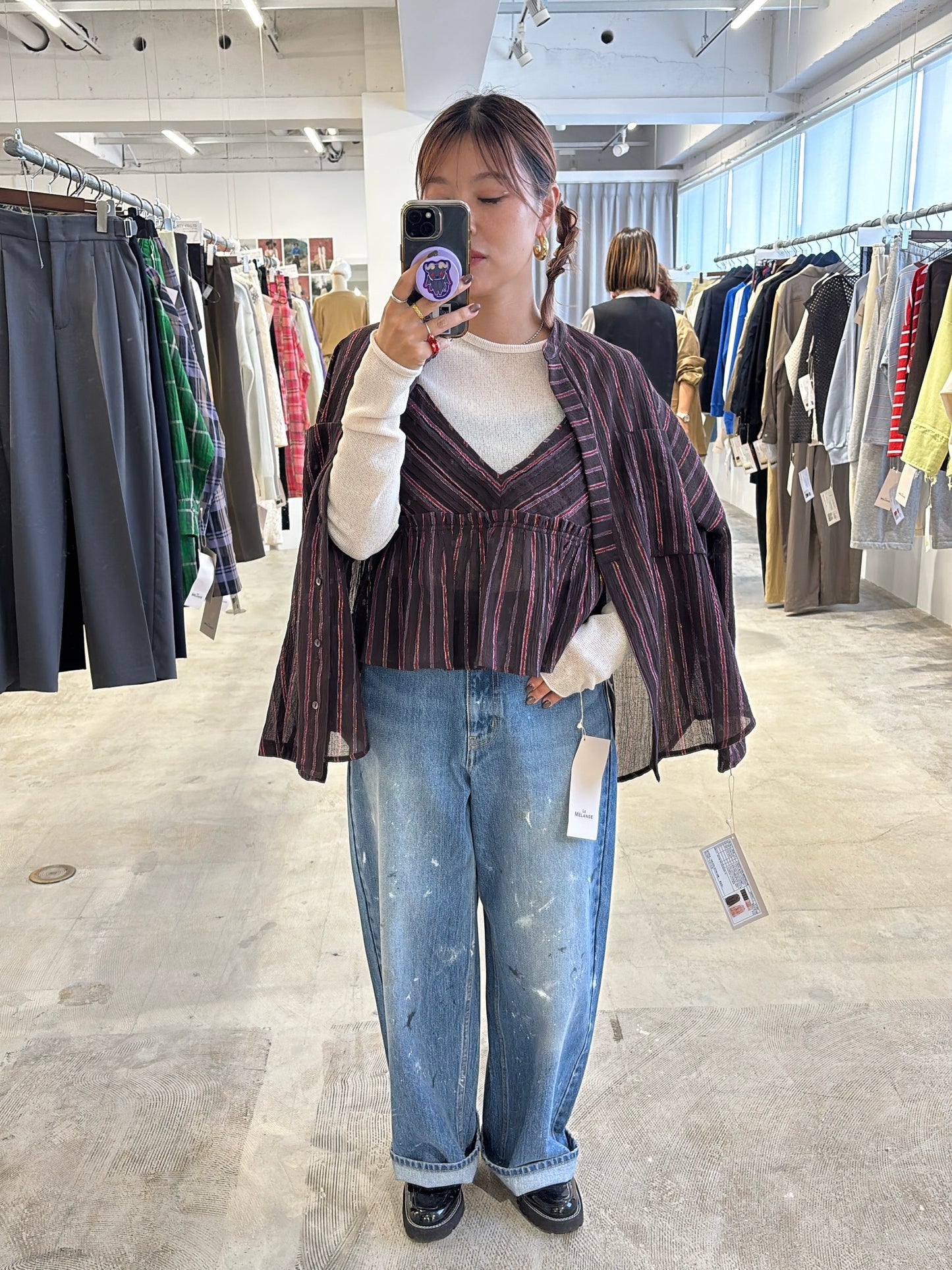 受付終了【予約販売】ストライプ柄・チェック柄シャツ／8613211／LE MÉLANGE