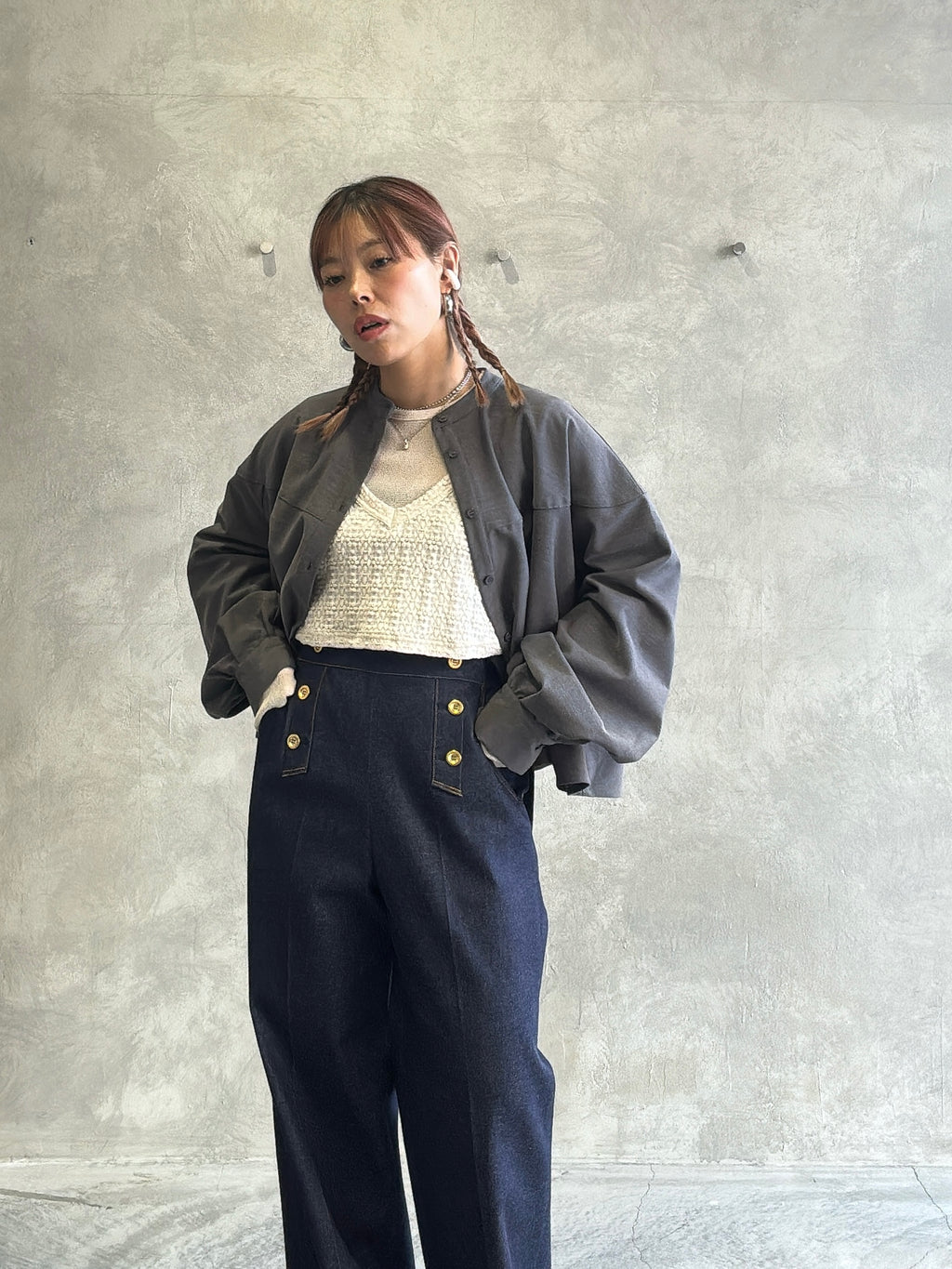 ★ラウンドステッチサーキュラシャツ／CYAN tokyo