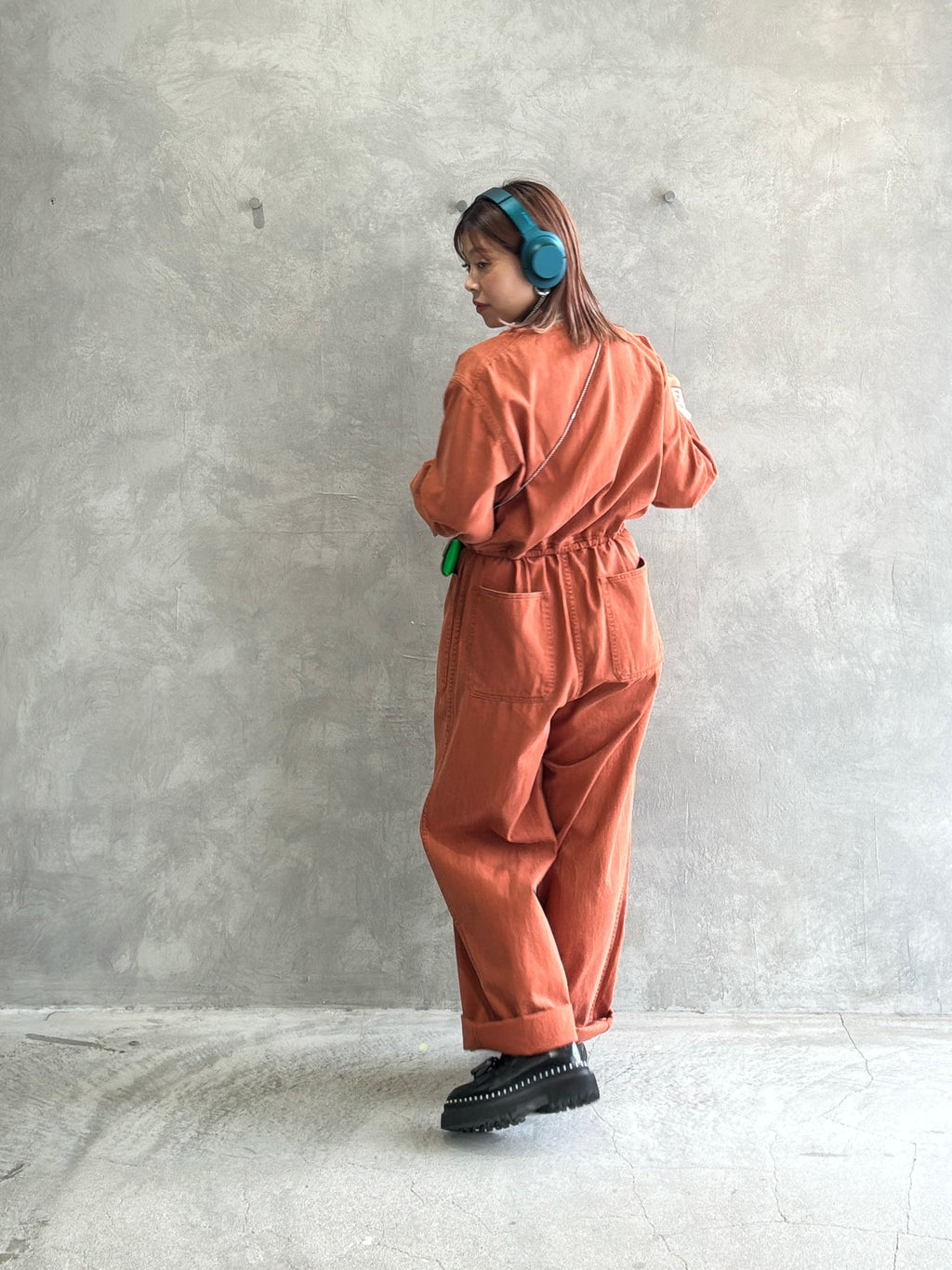 ヘリンボーンノーカラージャンプスーツ／LE MÉLANGE