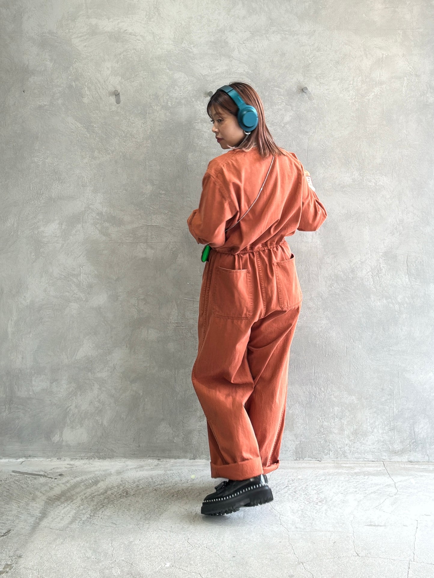 ヘリンボーンノーカラージャンプスーツ／LE MÉLANGE