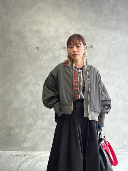 ナイロンツイルポンチョライクMA-1／trois