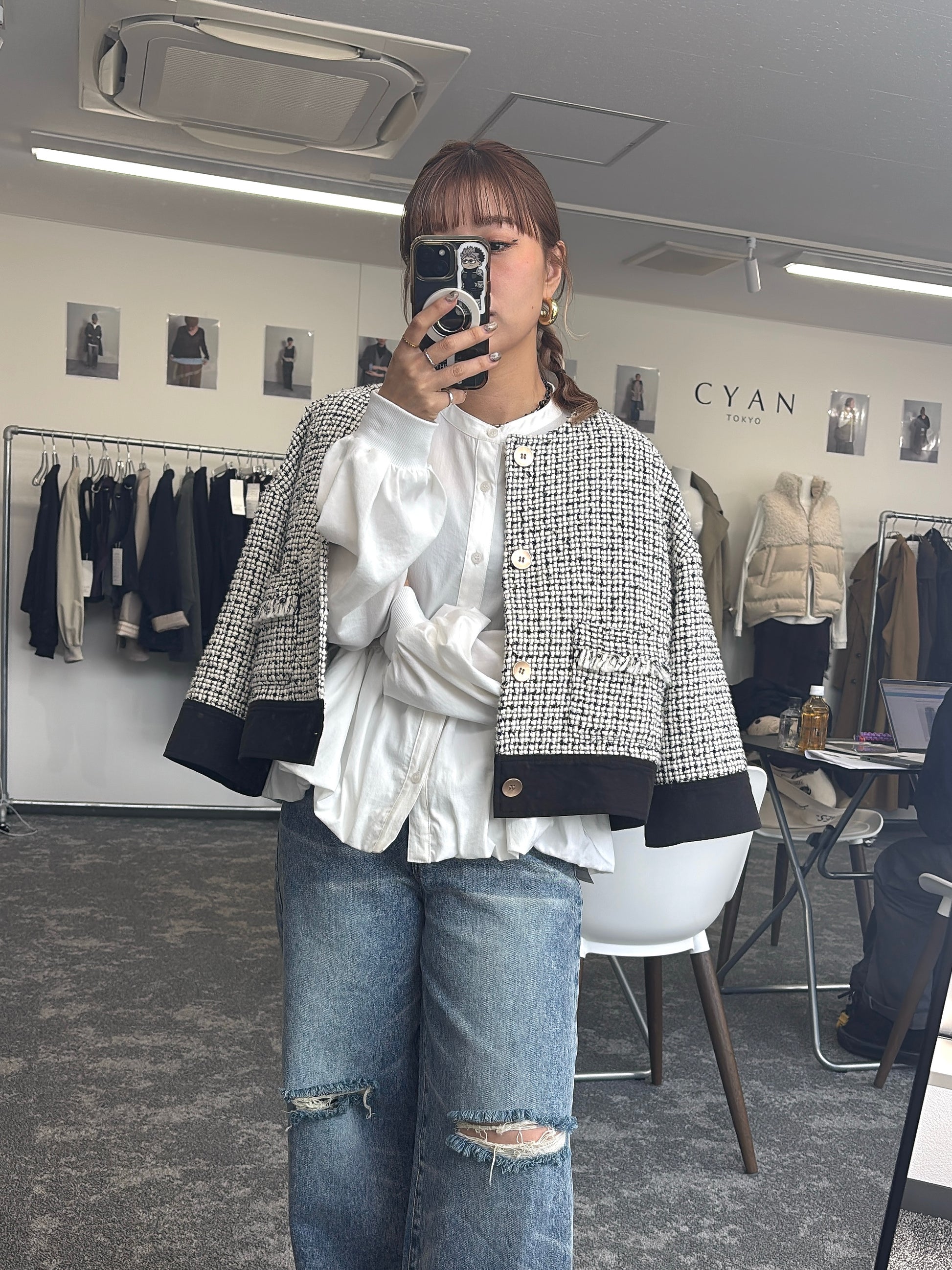 【予約⚡︎販売】ハーフスリーブツイードJK／604484／CYAN tokyo／2026 AW#1