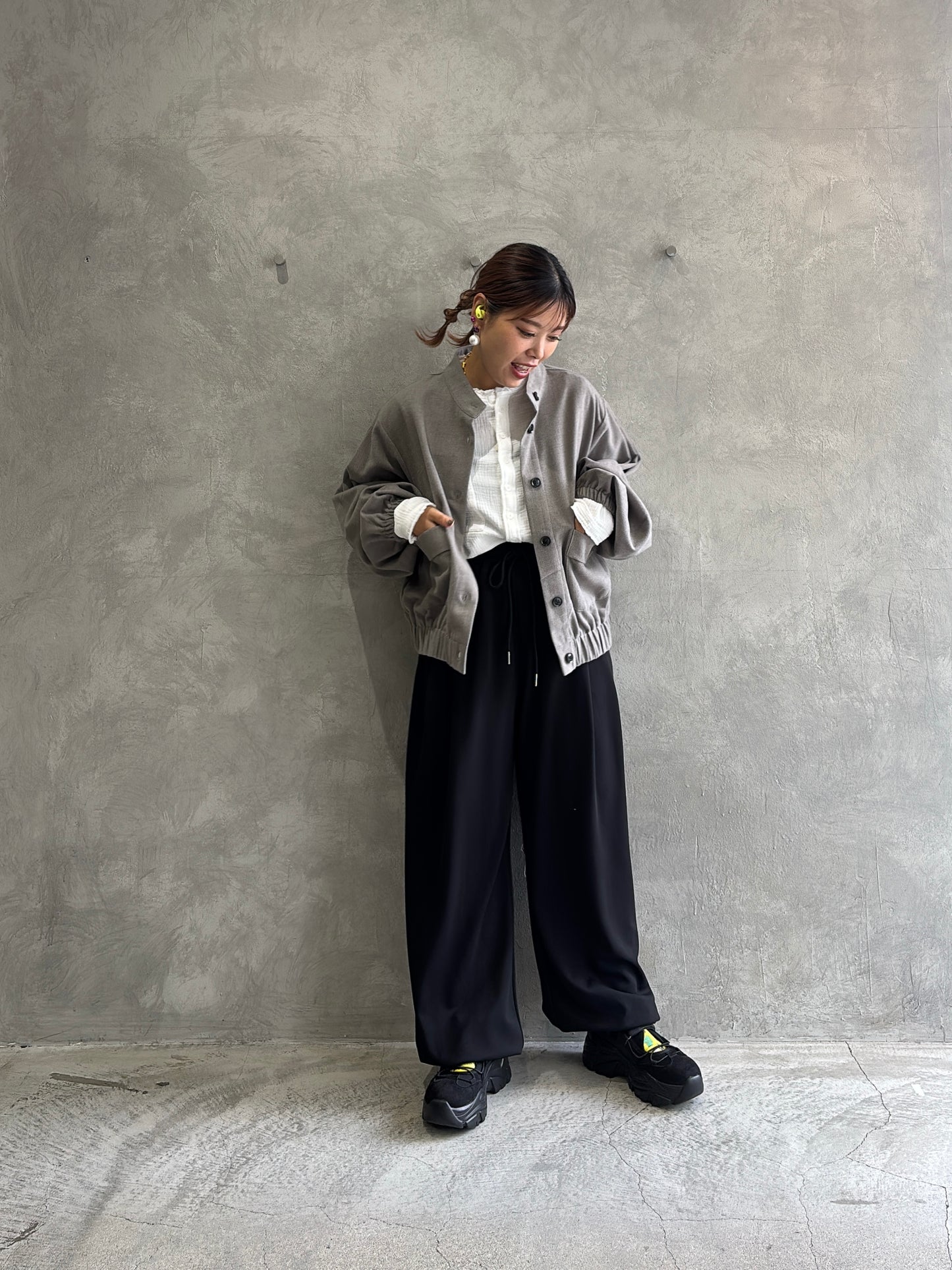 ワイドスリーブウーリーショートブルゾン／CYAN tokyo