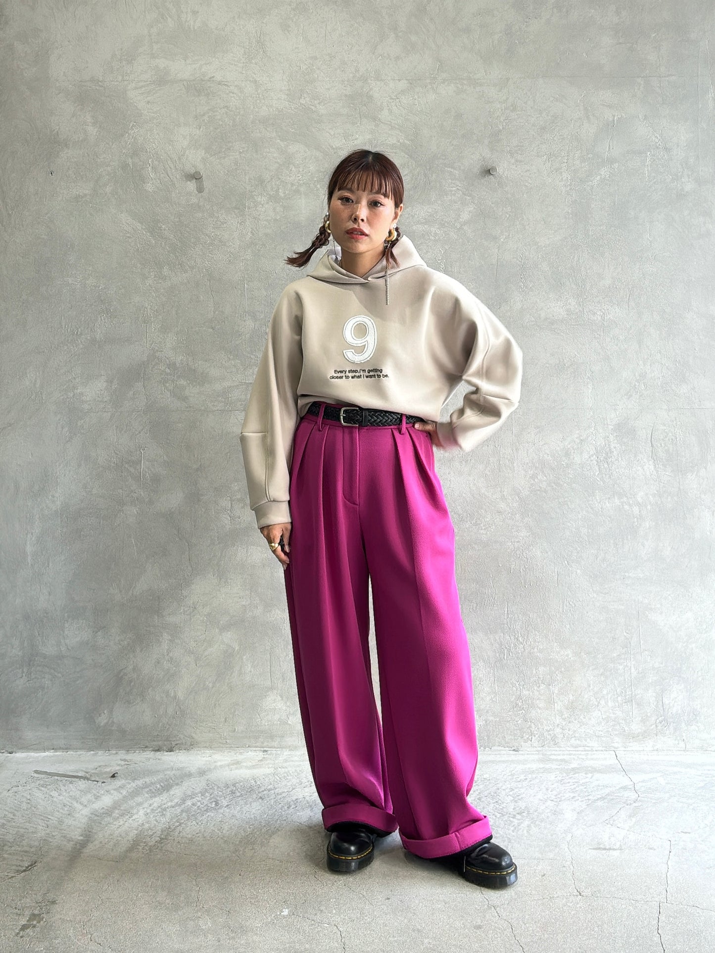 【再入荷】ボンディング「9」刺繍パーカー／Dignite collier