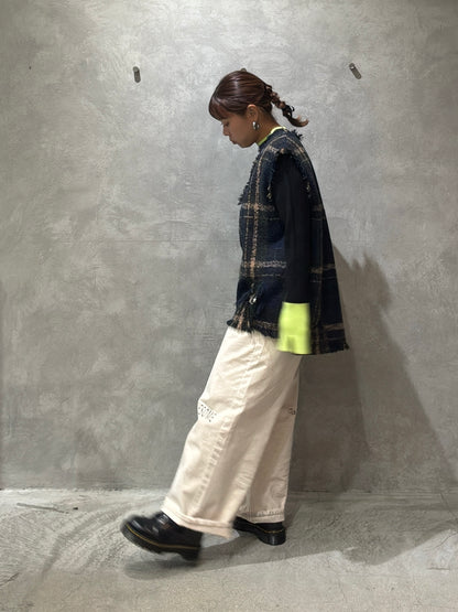 クラッシュツイードVネックベスト／the Nines