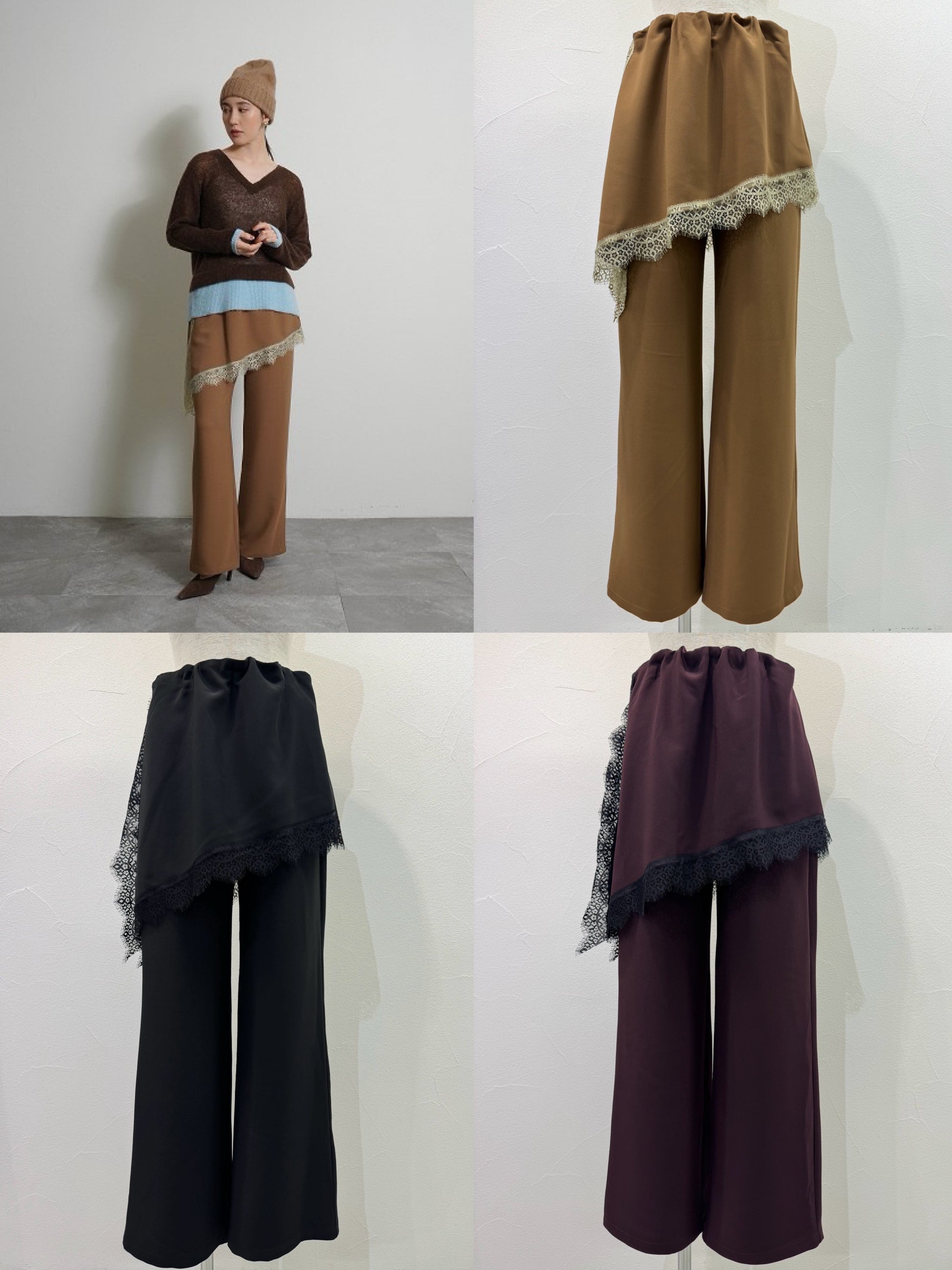 【予約⚡︎販売】アシメレースレイヤーワイドパンツ／604490／CYAN tokyo／2026 AW#1