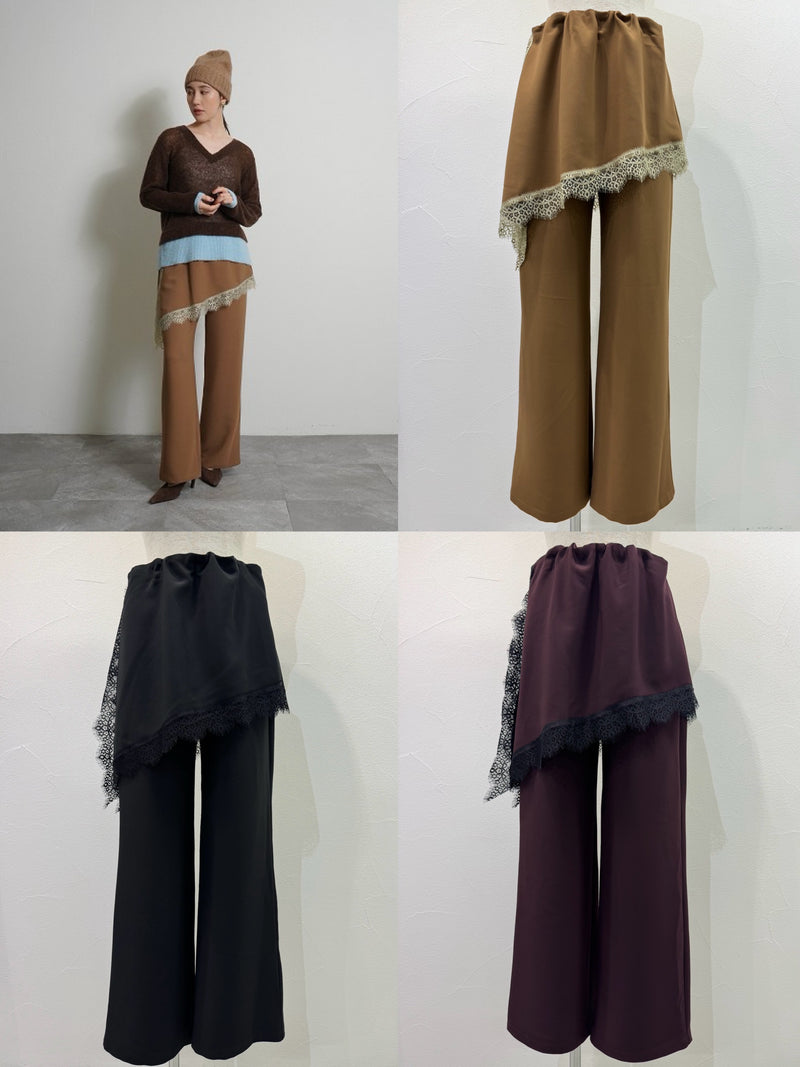 【予約⚡︎販売】アシメレースレイヤーワイドパンツ／604490／CYAN tokyo／2026 AW#1