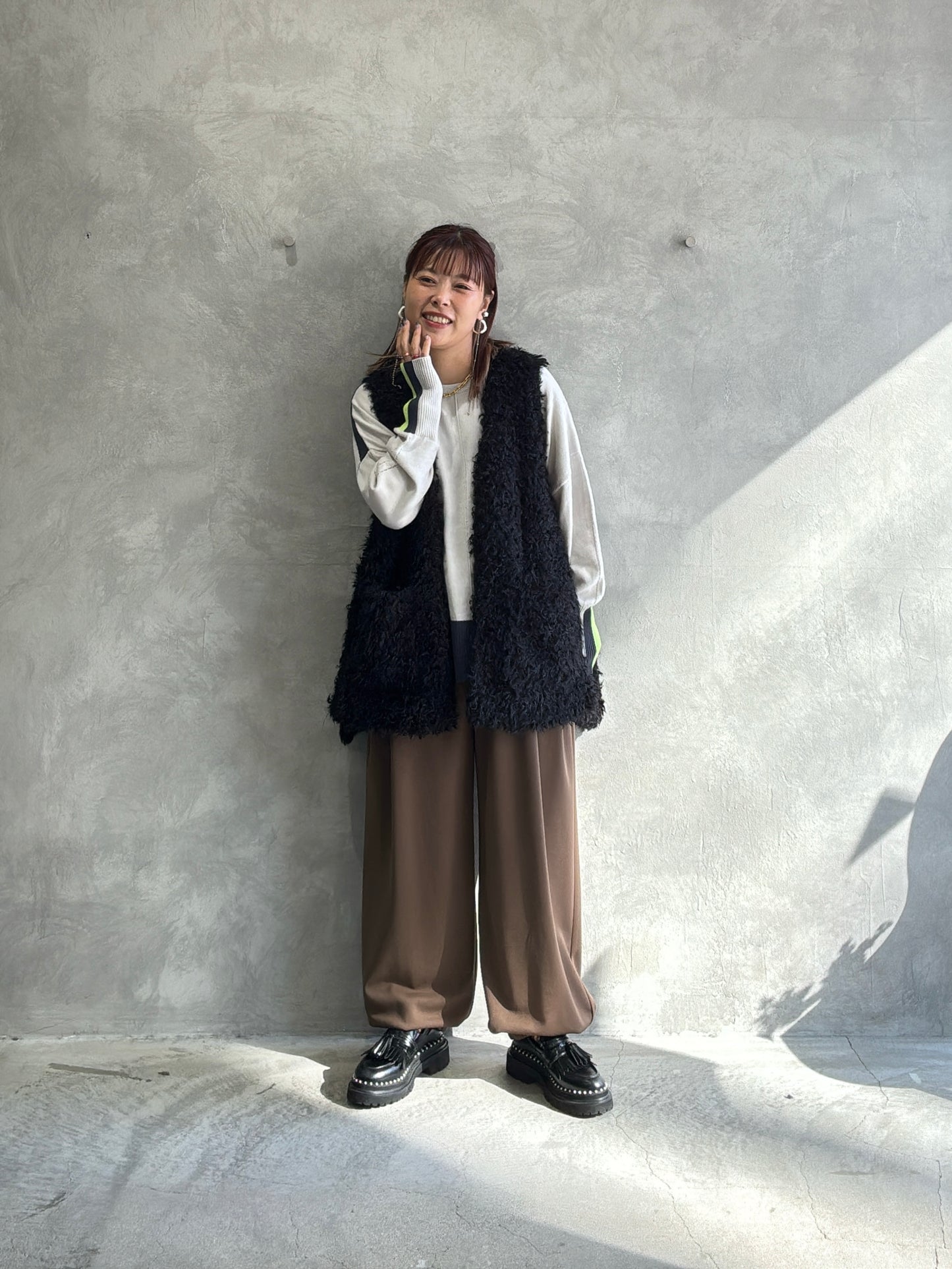 配色ドルマンニット