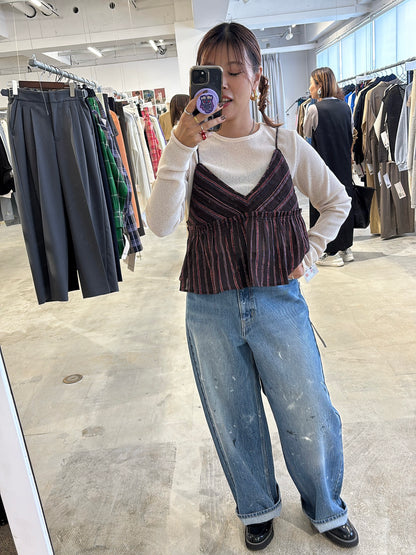 受付終了【予約販売】ストライプ柄・チェック柄キャミソール／8613210／LE MÉLANGE