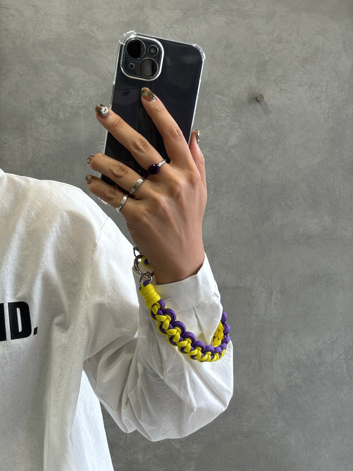 ⭐︎コラボ【予約販売】Rétro PURPLE／レトロパープル（パープル×イエロー）2way仕様スマホショルダー／ホイップウェーブ＆パール／受注生産