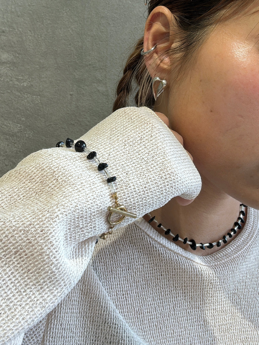 ⚡︎【予約販売】ブラックビーズmixネックレス